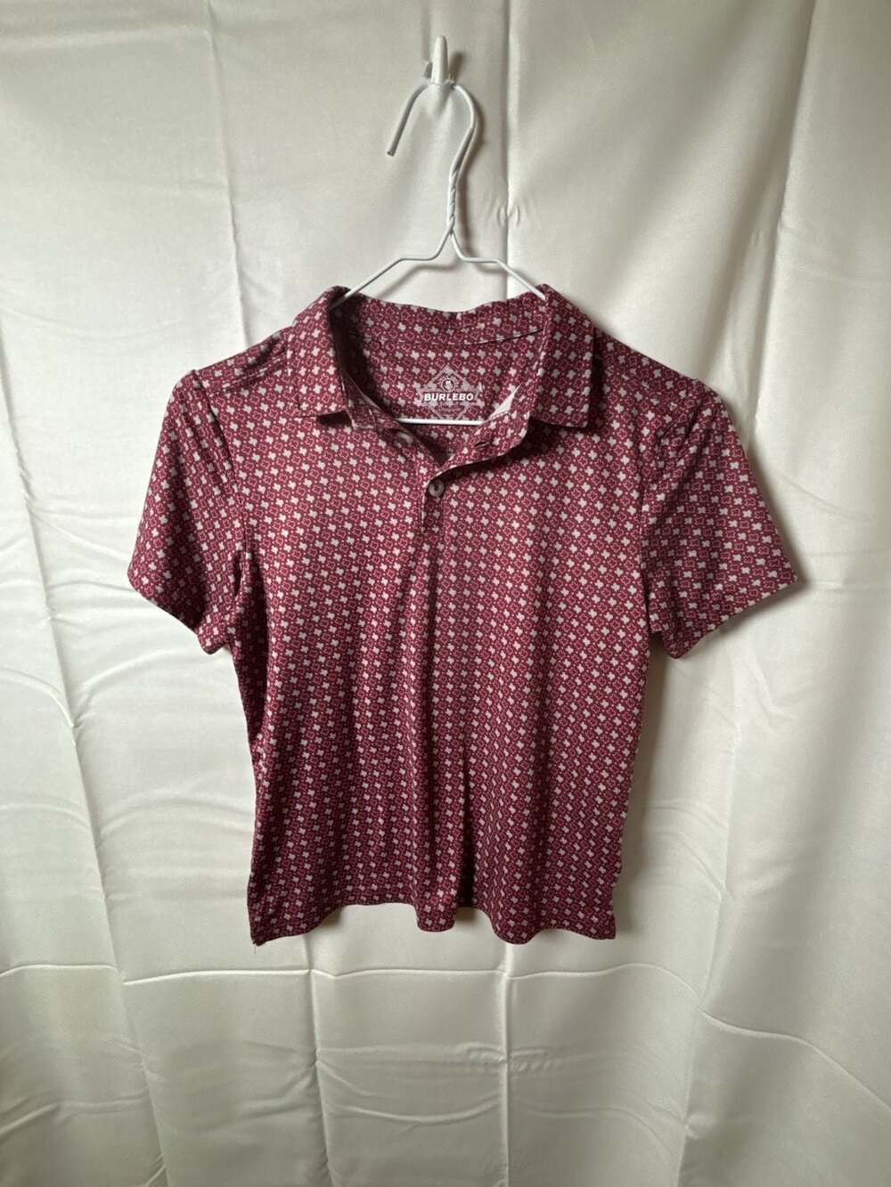 Child Burlebo Texas Print Performance Polo Shirt Maroon